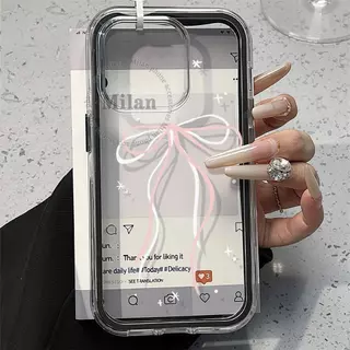 เคสสำหรับ OPPO Reno 16 16F 15 15F 14 14F 5G, OPPO Reno 16 15 14 Pro, OPPO Reno 15 Pro Max เคสโทรศัพท์ลายโบว์น่ารัก เคสกันกระแทกสองชั้นแบบนุ่ม 2-in-1