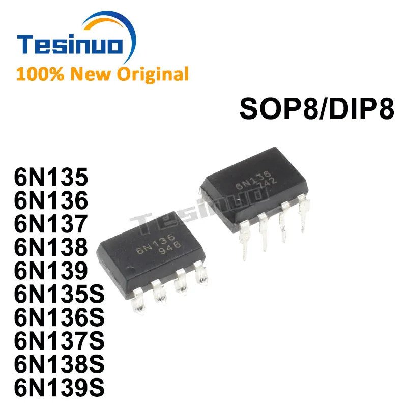 5PCS 6N135 6N136 6N137 6N138 6N139 DIP 6N135S 6N136S 6N137S 6N138S 6N139S SOP Optocoupler ชิปในสต็อก