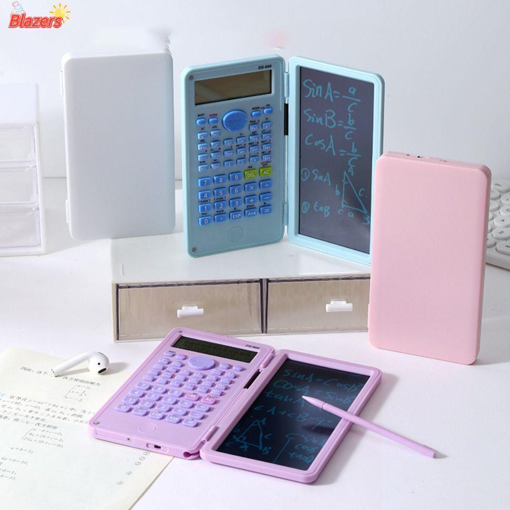 BLAZERS เครื่องคิดเลขวิทยาศาสตร์พร้อมแผ่นจดบันทึก LCD, เครื่องคิดเลขคณิตศาสตร์ 12 หลักแบบพับได้, การทํางานแบบพกพา 2 IN 1 กระดานเขียนด้วยลายมือนักเรียน