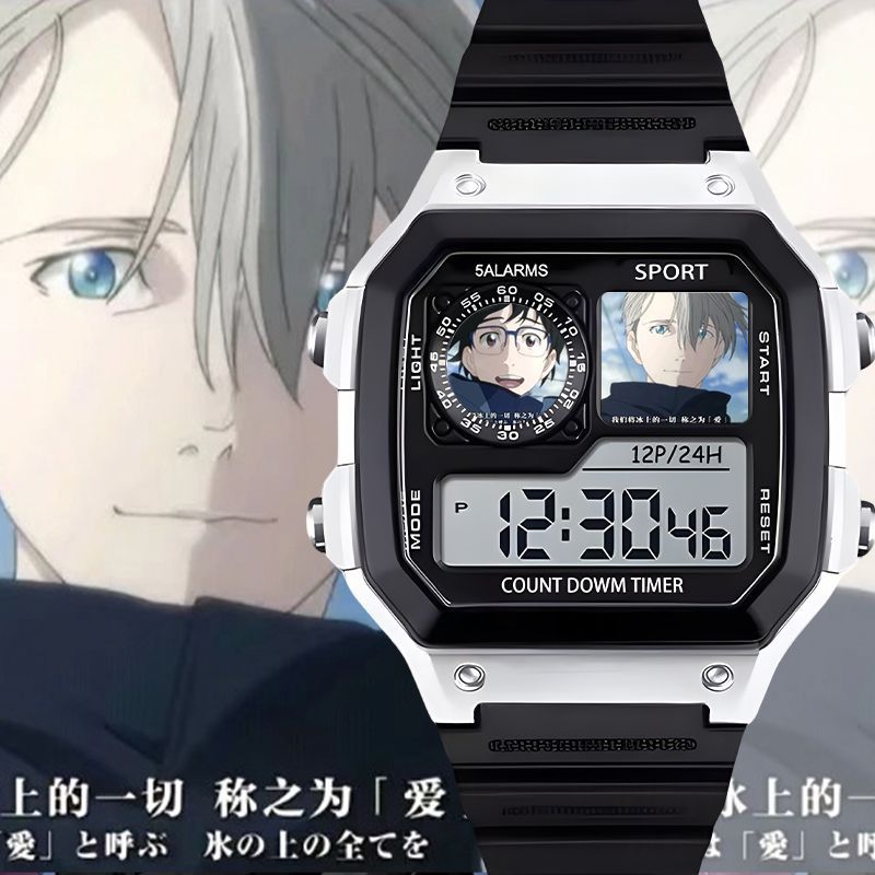 Ulivicto On Ice Watch นักเรียนกันน้ําอิเล็กทรอนิกส์นาฬิกาปลุกสี่เหลี่ยมเล็กจับเวลาที่กําหนดเอง