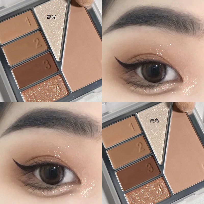 อายแชโด อายแชโดว์ High Gloss Blush Contouring Three-in-One Multi-Function Eyeshadow Palette ins Eart