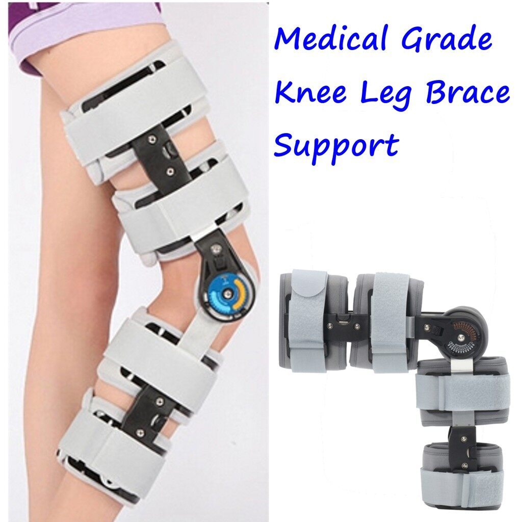 เกรดทางการแพทย์ปรับบานพับหัวเข่ารองรับและป้องกันหัวเข่า Medical Grade Adjustable Hinged Knee Leg Bra