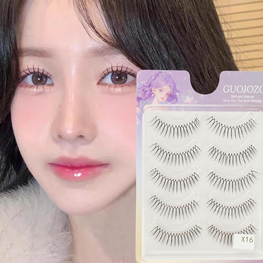 U-shaped ก้านโปร่งใส 5 คู่ธรรมชาติ Wispy ความงามเครื่องสําอางนํากลับมาใช้ใหม่การ์ตูน Eye เกาหลีแต่งหน้าขนตาปลอม