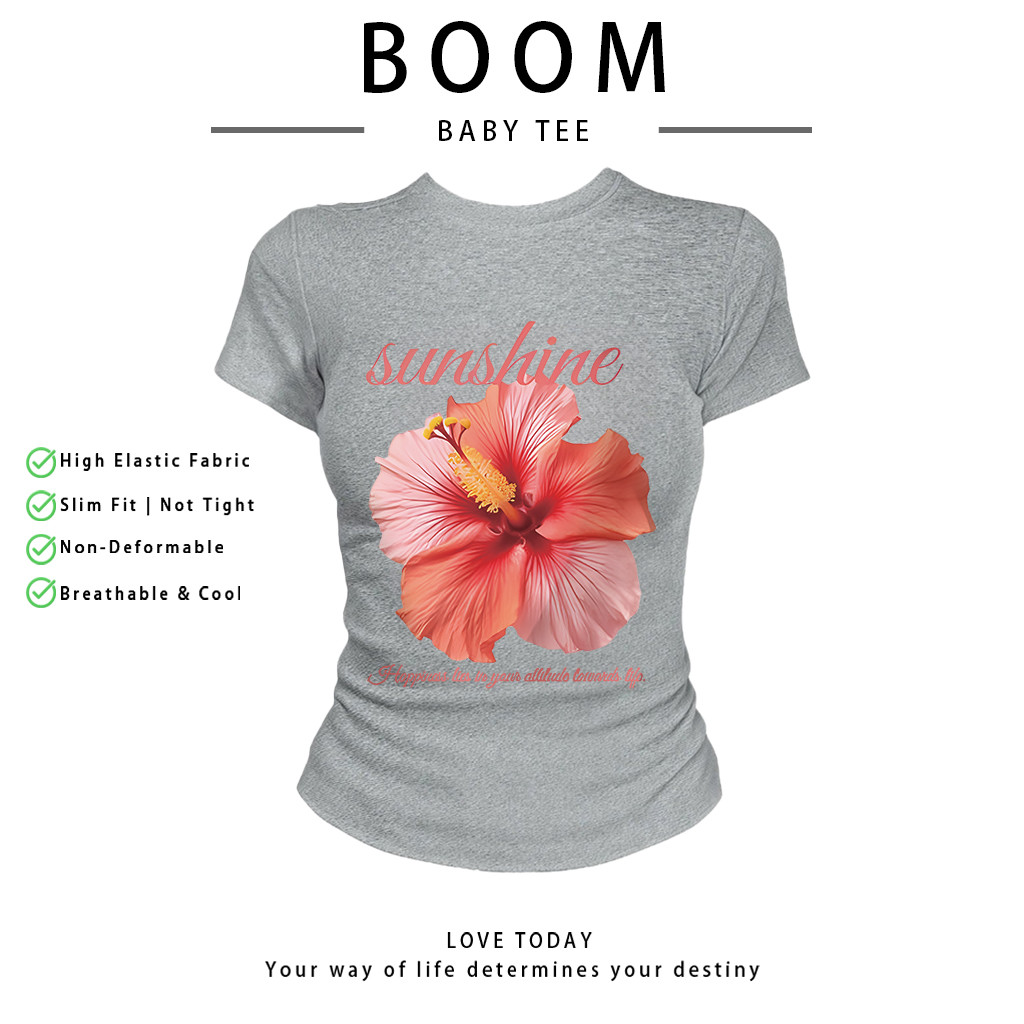 COD（จัดส่งภายใน 24 ชั่วโมง）เสื้อสาวอวบ เสื้อครอปท็อป แขนสั้น babytee สไตล์เกาหลี y2k T-shirt | ลายดอกไม้ ราคา ถูกที่สุด ดีลบีเคเค แกลเลอรีภาพที่ 4