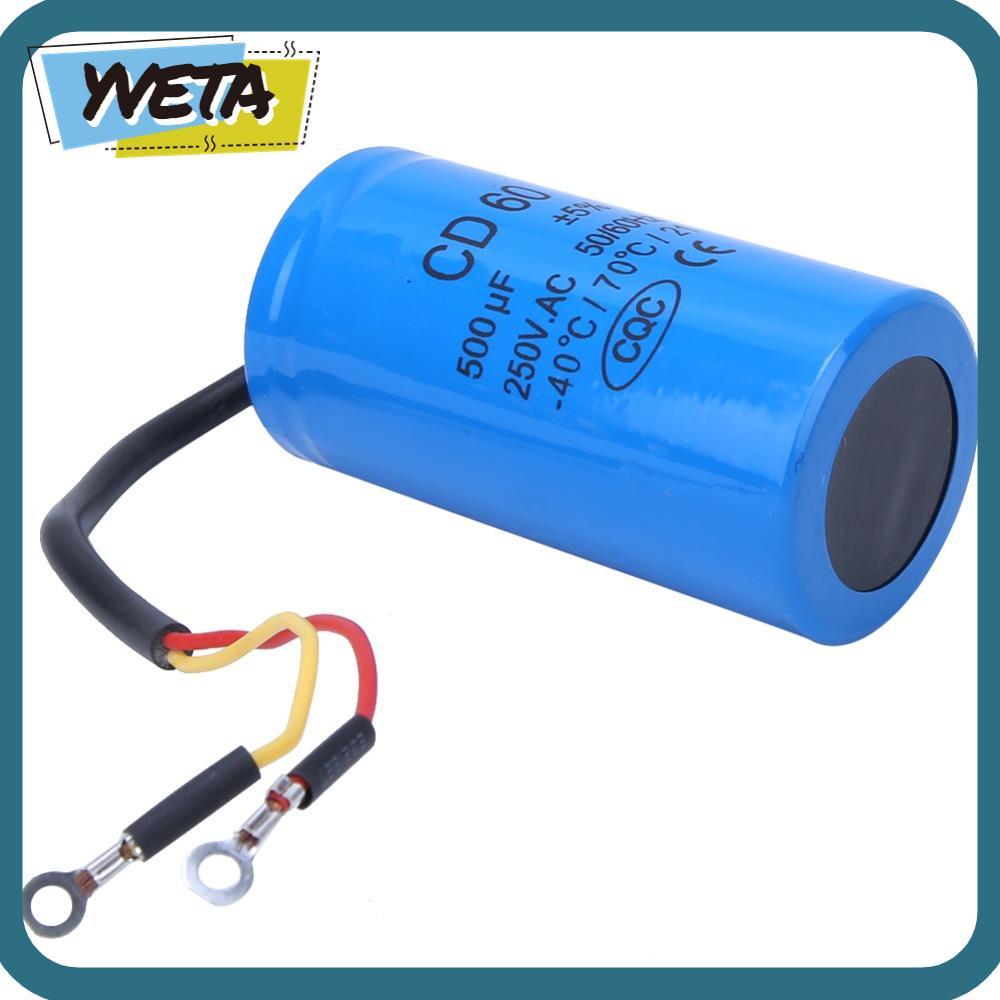 YVETA CD60 Run Capacitor, 500uF ลวดรวม CD60 Start Capacitor, ทนทาน 250VAC Round Capacitor Motor