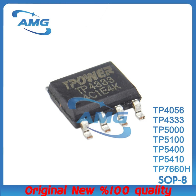 5PCS TP4333, TP5100, TP5000, TP5400, TP5410, TP4056, TP7660H SOP-8 Package ชิปการจัดการแบตเตอรี่