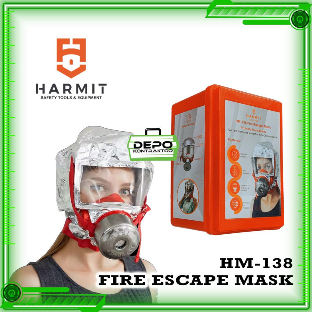 Fire Mask Escape HARMIT HM-136 Smoke Hood Emergency Fire Safety Mask HM136 HM 136