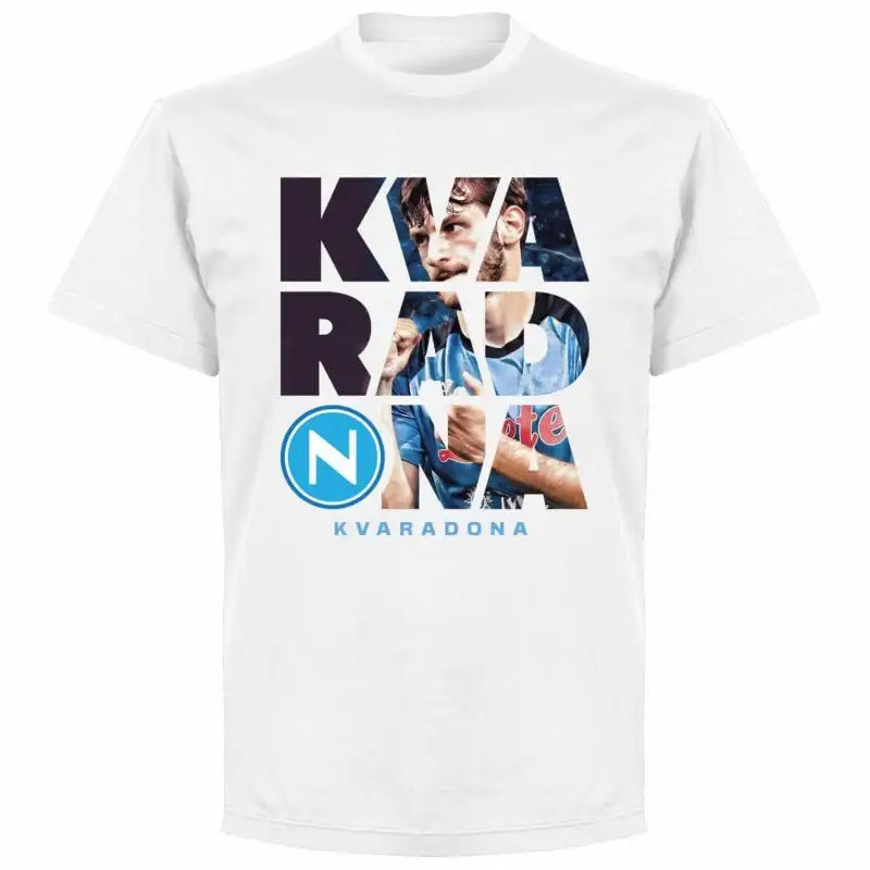 Kvaradona Napoli Tee - White 2026   Hot Men's T-shirt Pure Cotton T-shirt Street Y2K Fashion Sports 