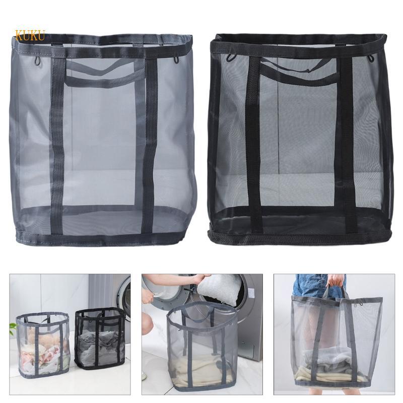 KU* Multi ใช้พับซักรีด Hamper ผ้าตาข่ายสําหรับ Home Office Organization