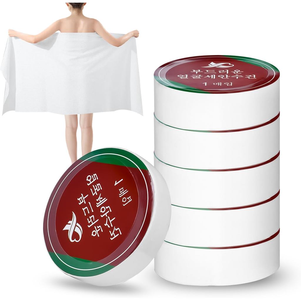 QIJING ผ้าขนหนูเดินทางผ้าฝ้าย 6 ชิ้น - แบบพกพาและนํากลับมาใช้ใหม่สําหรับโรงแรมและตั้งแคมป์ (27x55)