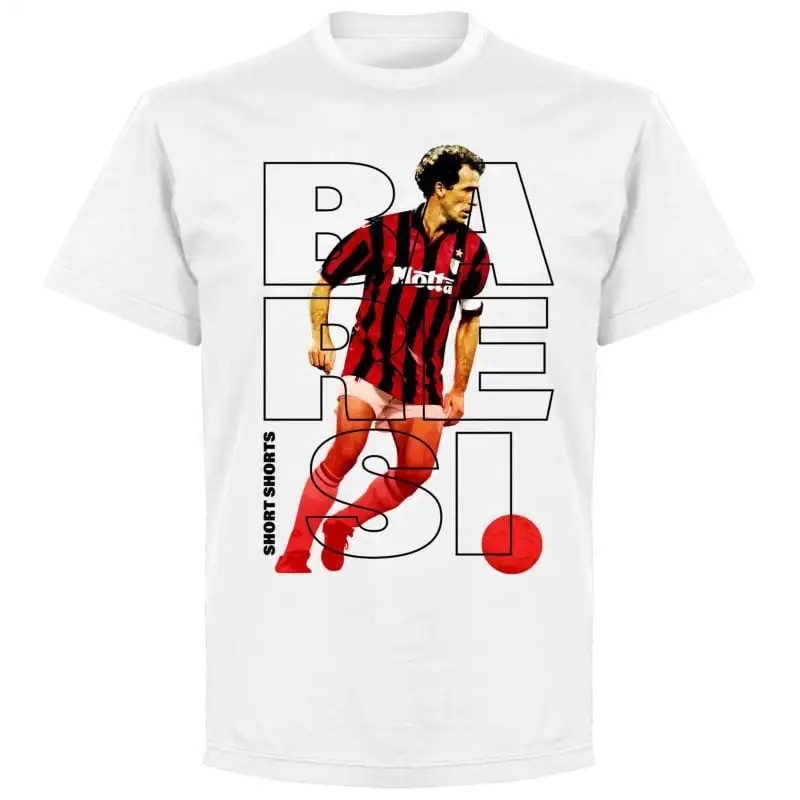 Baresi Short Shorts Tee - White 2026   Hot Men's T-shirt Pure Cotton T-shirt Street Y2K Fashion Spor