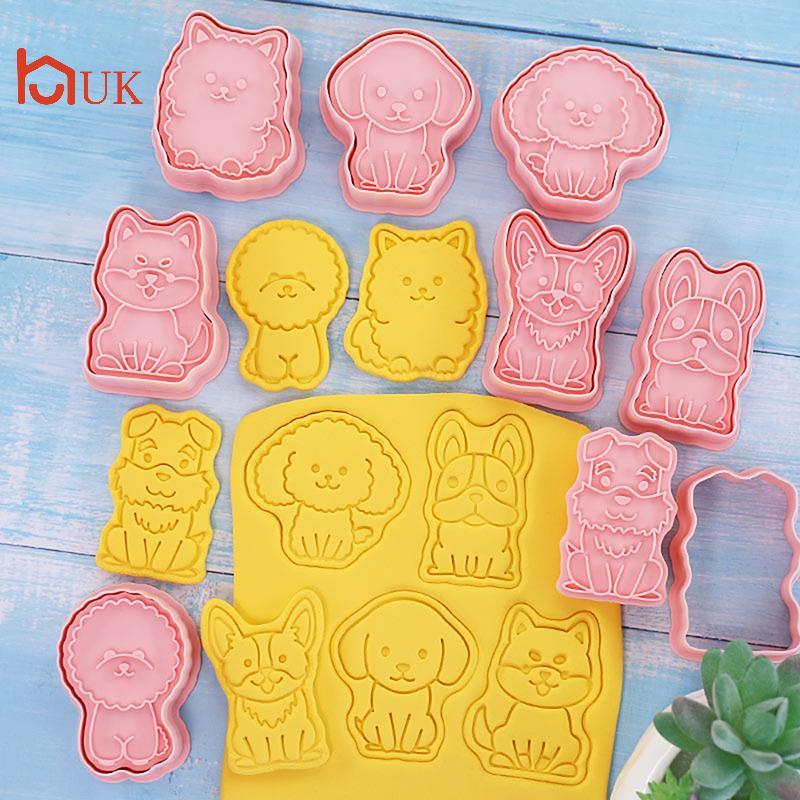 UK 8PCS 3D สุนัข Bakeware บิสกิตแม่พิมพ์ DIY คุกกี้เครื่องมือของขวัญเครื่องมือตกแต่งเค้ก TH