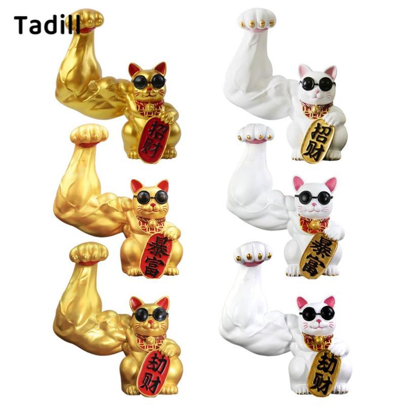 [negjsg] แขนกล้ามเนื้อยักษ์ Lucky Cat Figurines Waving Strong Arm ต้อนรับ Fortune Cat Feng Shui เครื่องประดับประตูตกแต่งภายในของขวัญ