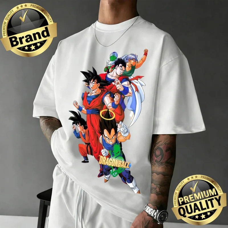 เสื้อยืดคอตตอนลายดราก้อนบอลรุ่นใหม่ปี 2026 ทรงโอเวอร์ไซส์สไตล์วินเทจ ลายทีม All-Gen สำหรับแฟนๆ DBZ เ