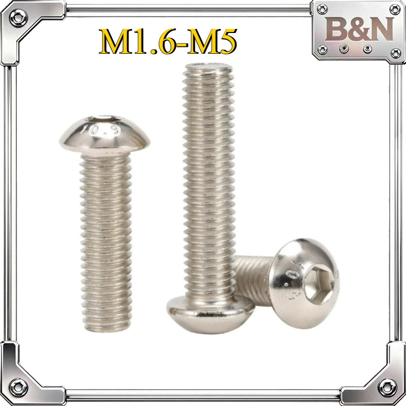 น็อต สกรู หัวจมกลม 10.9 ISO7380 เกลียวมิล หยาบ / Button Head Hexagon Socket Machine Screw M1.6/M2/M2