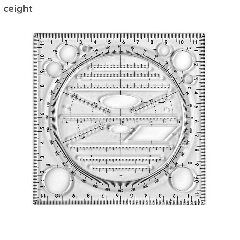 [ceight] Architect Scale Drawing Template Ruler 6-10 ซม.เรขาคณิตร่างวัดวงกลมสเตอริโอ Kawaii TH