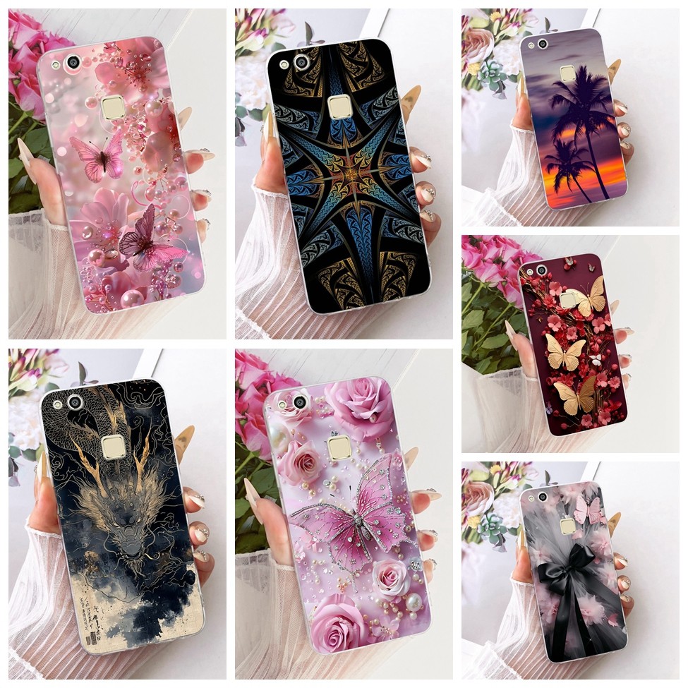 ฝาครอบใส Huawei P10 Lite เคสแมวน่ารักแฟชั่นผีเสื้อปลอกทาสีตลก Huawei WAS-L03T