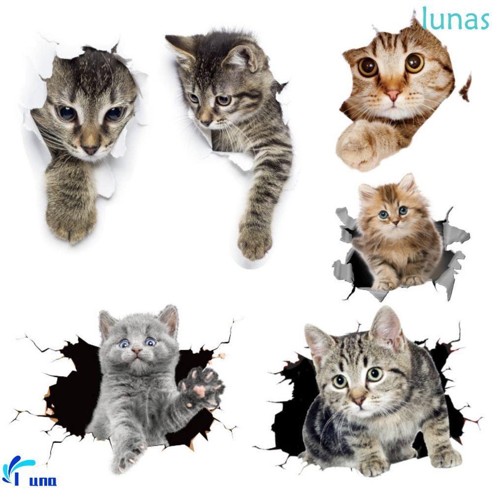 LUNASOL Cat in The Crack Sticker, Universal Animal Style Car 3D Cat Stickers, PVC Right Car Stickers
