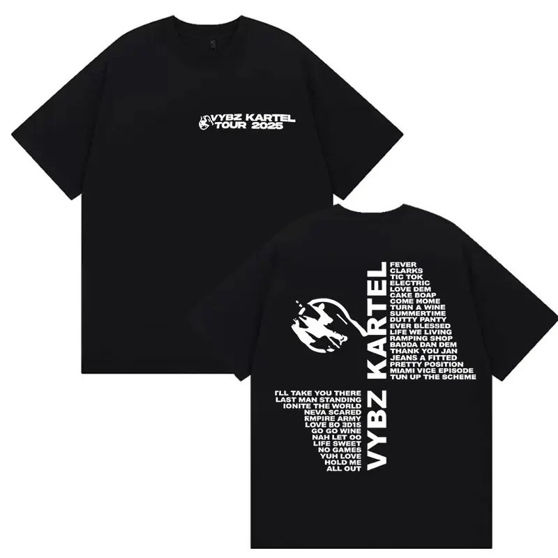 เสื้อยืดทัวร์แร็ปเปอร์ Vybz Kartel อัลบั้มใหม่ แฟชั่นฮาราจูกุสำหรับผู้ชายและผู้หญิง เสื้อยืดแขนสั้นล