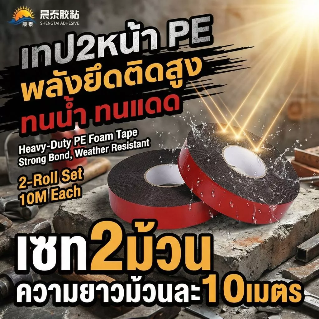 [เซท2ม้วน] เทปกาว2หน้า PE เหนียวหนึบ งาน DIY งานติดตั้งทั่วไป ใช้ดีไม่แพ้แบรนด์ดัง