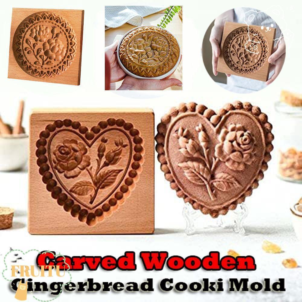 FRUITU Shortbread Mold Birthday Party Raspberry Biscuit F Ondant สําหรับ Halloween Wooden Gingerbrea