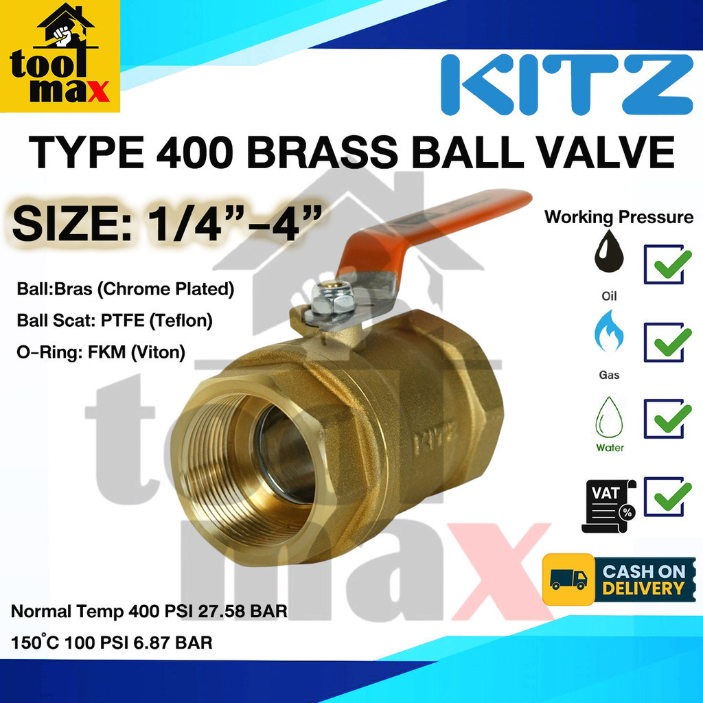 บอลวาล์วทองเหลือง คิตาซาว่า KITZ  BALL VALVE รุ่น T 1/4 นิ้ว  - 1.1/2 นิ้ว