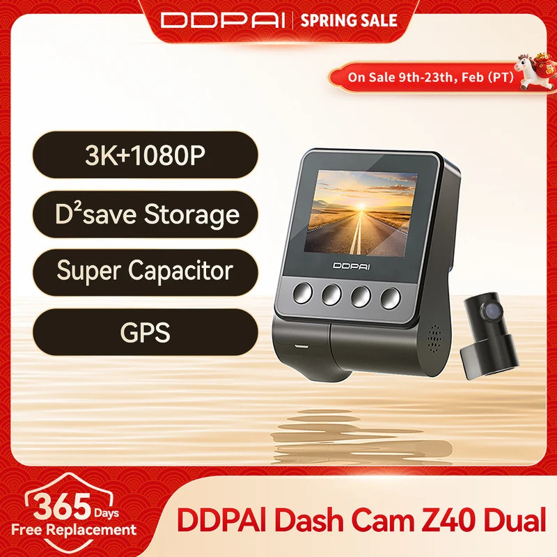 DDPAI Z40 Dash Cam กล้องบันทึกภาพ Sony IMX335 1944P HD วิดีโอ GPS ติดตาม 360 หมุน Wifi DVR 24H ที่จอ