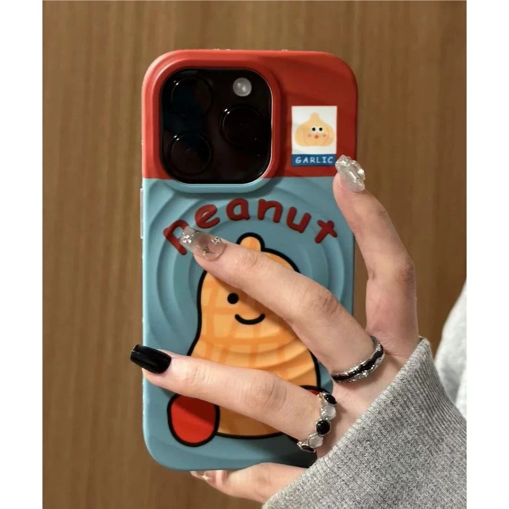 🔥สินค้าพร้อมส่ง! 🥜🧲เคสไอโฟน เคส iPhone 16/16 Pro/16 Pro Max 15 14 13 12 11 ลายคลื่น แม่เหล็ก ลายนายถั่วสุดฮา – ดีไซน์สุด