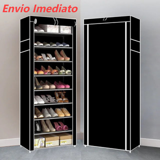 Sapateira Organizadora com 9 Prateleiras para Organizar Sapatos Calçados Chinelos Roupas Objetos 24 Pares - Black