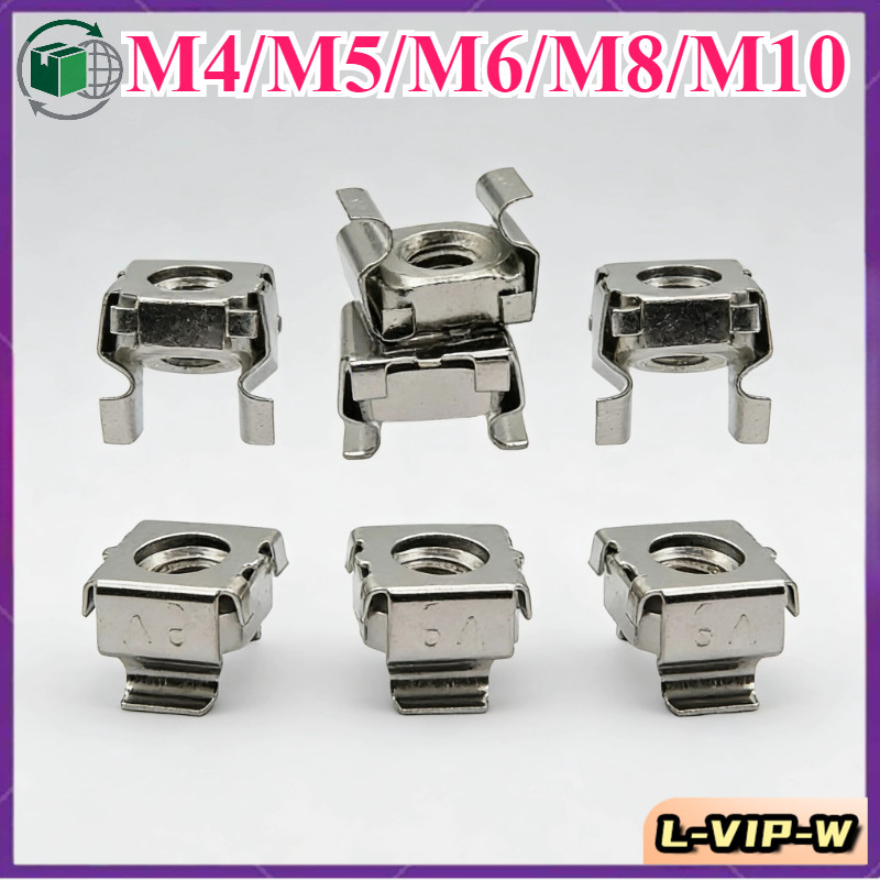 Cassette Nut Cage Floating Nut Square Snap Cabinet ชุบนิกเกิล M4/M5/M6/M8/M10 L-VIP-W