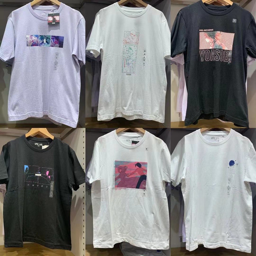 YOASOBI สามสีหลักร่วม ikura ยุคใหม่ Uuo ผู้ชายและผู้หญิงพิมพ์เสื้อยืดแขนสั้นทัวร์กลางคืนในการขนส่ง
