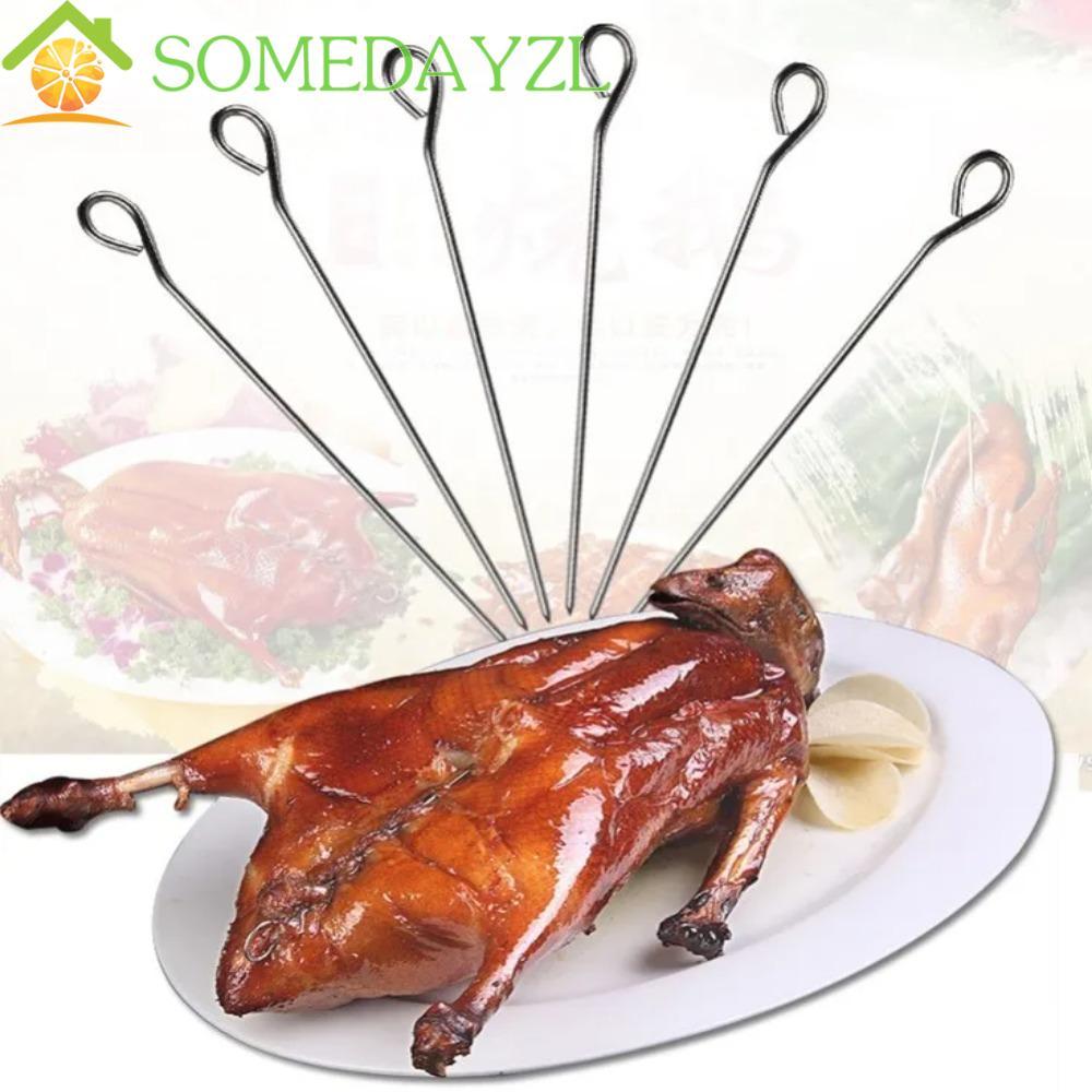 SOMEDAYZL 20 ชิ้นเข็มห่านย่าง, Kabob Skewers แหวนสแตนเลสบาร์บีคิว Skewers, BBQ เครื่องมือ 20/25/30 ซ