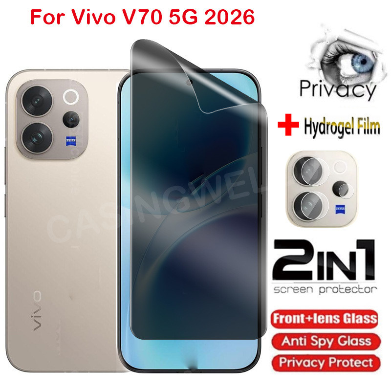 ป้องกันหน้าจอสําหรับVivo V70 5G V70 Lite Elite FE 5G 4G 2026 ความเป็นส่วนตัวHydrogelฟิล์มAnti-Spyคลุมทั้งหมดป้องกันหน้าจอฟิล์มกลับเลนส์ป้องกันฟิล์ม