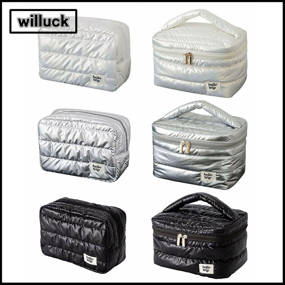 WILLUCK กระเป๋าเครื่องสําอาง, กระเป๋าแต่งหน้าจัดเก็บมัลติฟังก์ชั่นความจุขนาดใหญ่, กระเป๋าใส่อุปกรณ์อาบน้ําแบบพกพาสําหรับเดินทางคุณภาพสูง
