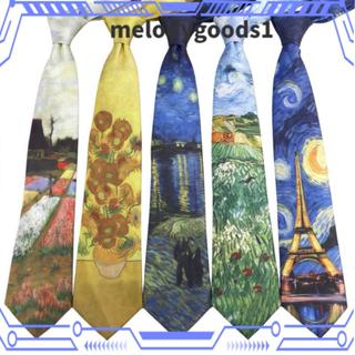 MELODYGOODS เนคไทนุ่มพิมพ์ลายดอกไม้สไตล์ภาพวาดสีน้ำ Öl มีสไต…