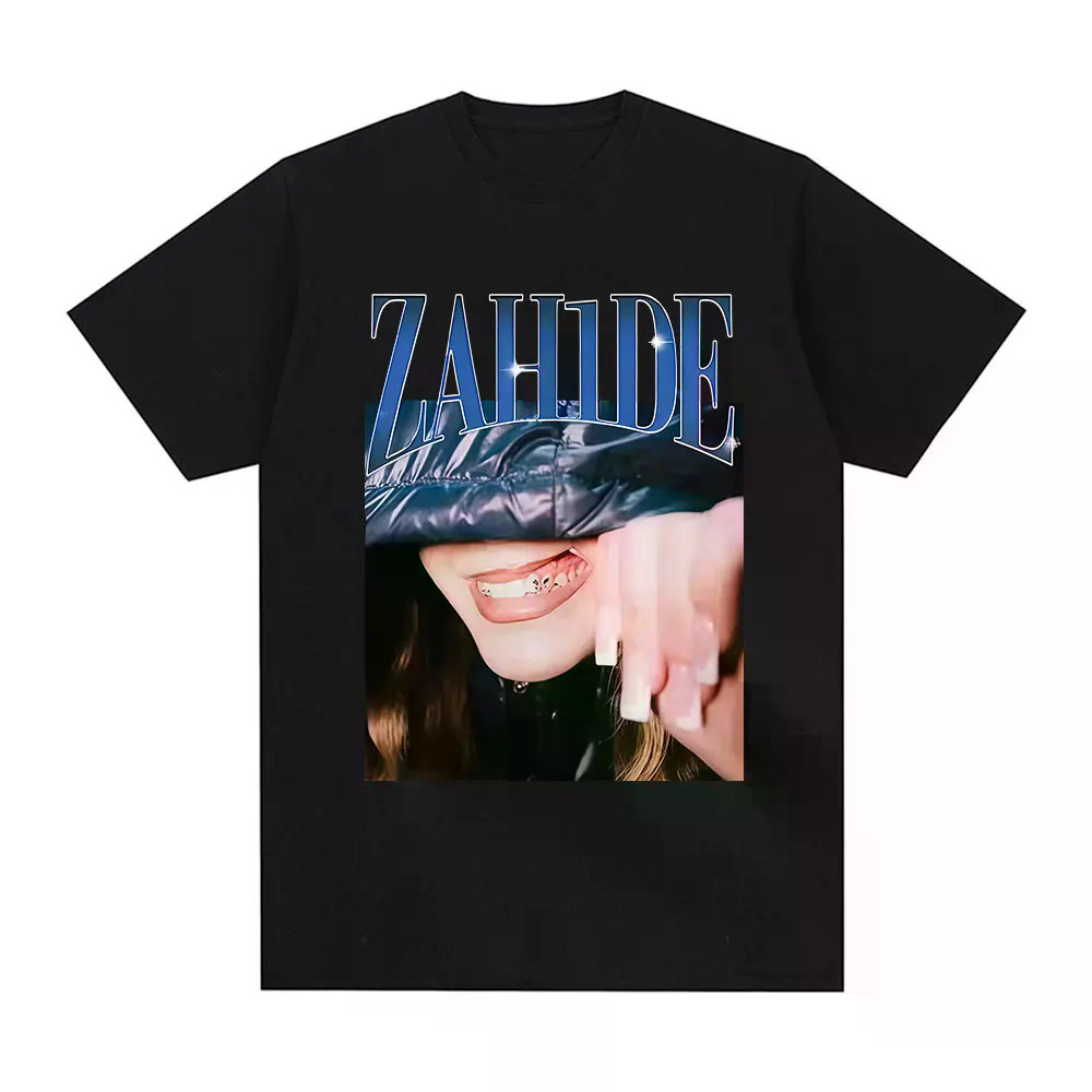 Merch นักร้อง Zahide เสื้อกล้ามลายกราฟิก สไตล์ฮิปฮอป สำหรับผู้ชายและผู้หญิง เสื้อลายใหญ่แขนสั้น