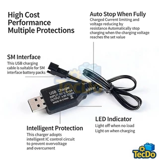 7.4V 3.7V Charger SM-2P SM-4P Reverse Li-ion แบตเตอรี่ไฟฟ้า RC รถเฮลิคอปเตอร์เรือสายชาร์จ USB 45 ซม.