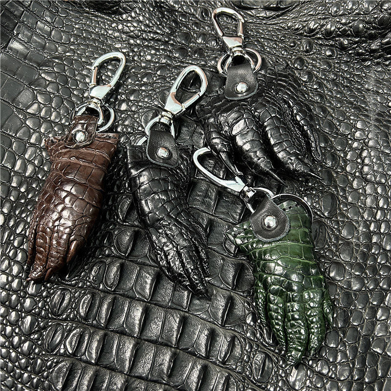 ของปัจฉิม พวงกุญแจ tanuki หนังจระเข้แท้พวงกุญแจกรงเล็บจระเข้ตีนจระเข้พวงกุญแจพวงกุญแจ