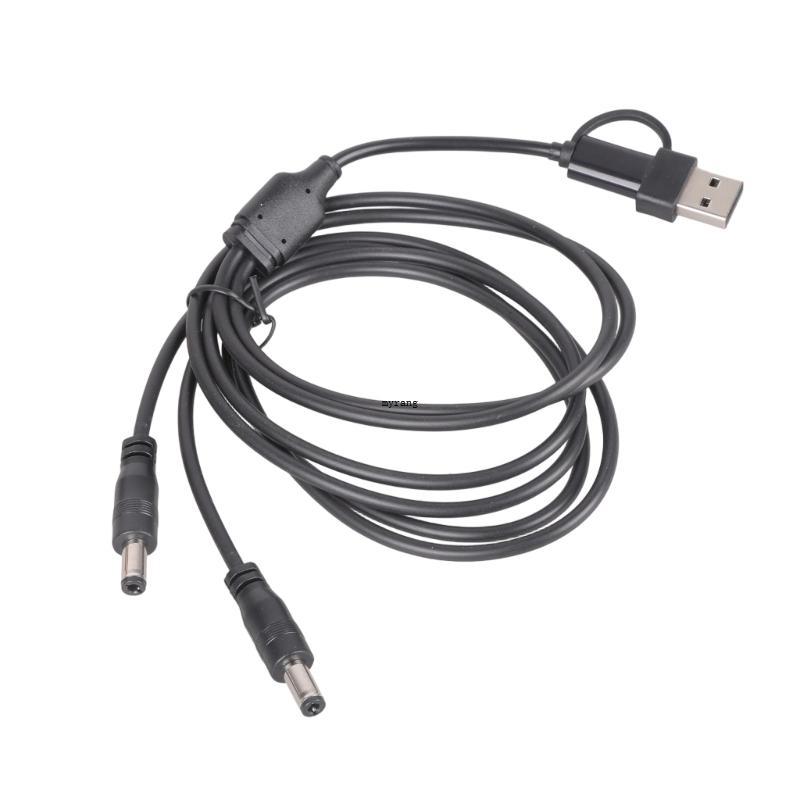 MG USB Type C ถึง Double DC5 5x2 5 มม.ความเข้ากันได้ด้วย USB A และ Type C 5V 3A ความยาว 100 ซม.สําหร