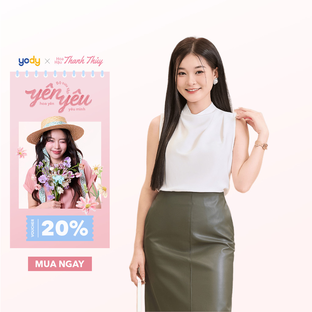 YODY เสื้อเชิ้ตแขนสั้นผู้หญิงคอเต่าปิดไหล่ SCN7215