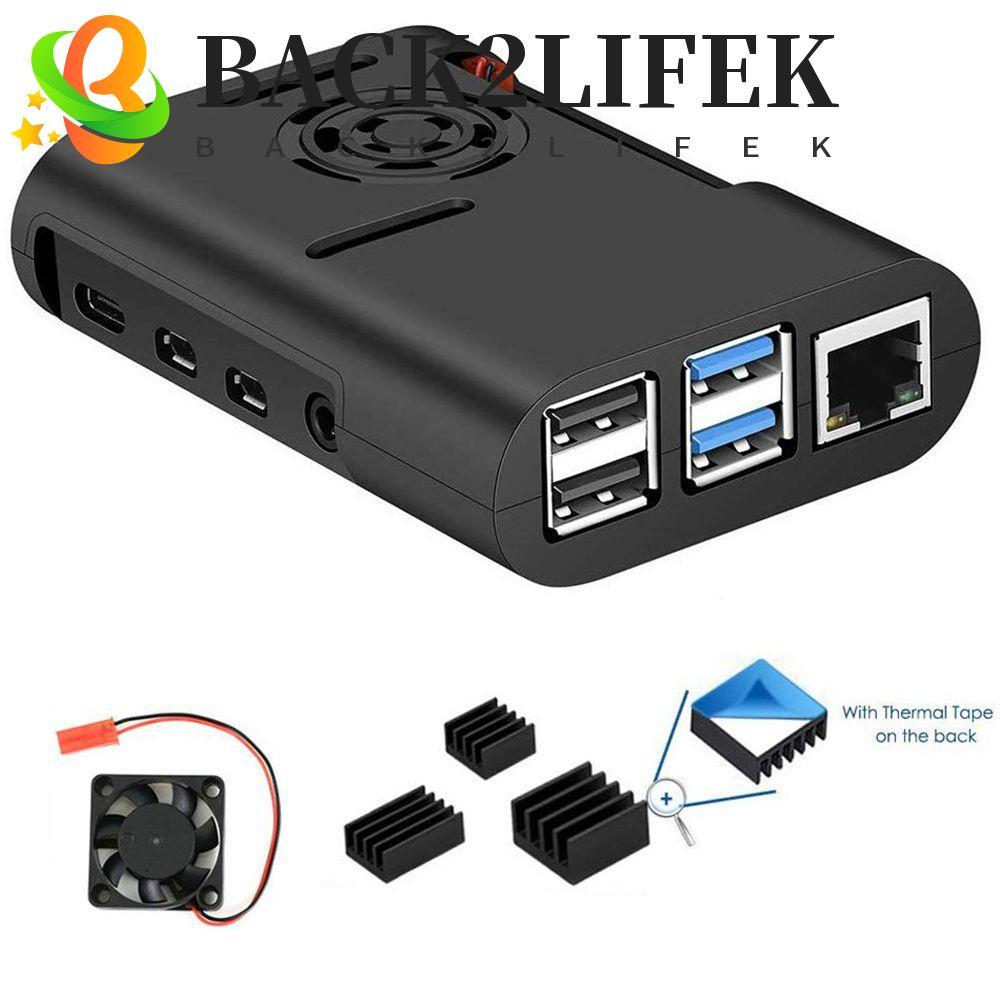 BACK2LIFEK Case ASB ฮีทซิงค์ทนทานสําหรับ Raspberry Pi 4 รุ่น B, Pi 4B, Pi 4 สีดําพร้อมพัดลมระบายความ