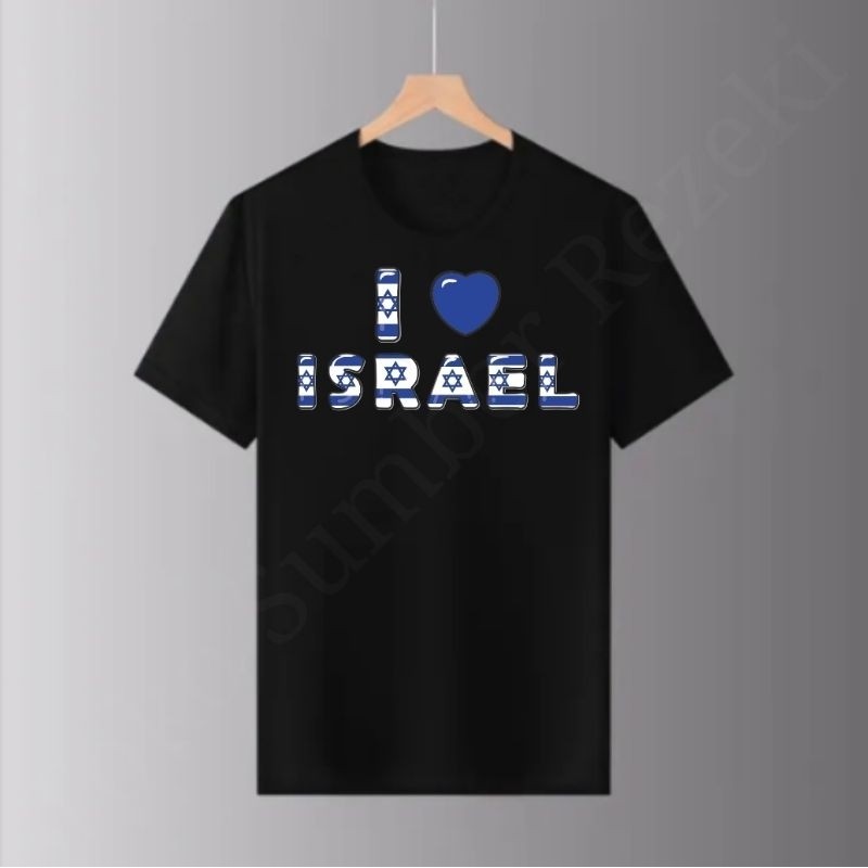 I Love Israel Short Sleeve Black TShirt Country Shirt
