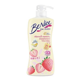 FernnyBaby สีเหลือง Benice ครีมอาบน้ำบีไนซ์ ขวดปั๊ม 400ML ครีมอาบน้ำ Benite อาบสะอาด ครีมอาบน้ำบีไนซ์ สีเหลือง สตอเบอ...