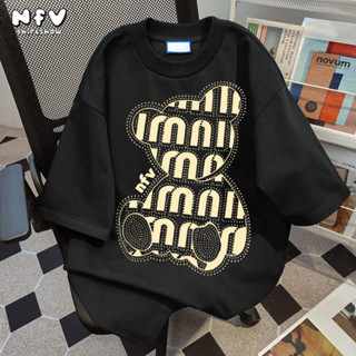 【จัดส่ง 24 ชม.】NFV ✨ เสื้อยืดลายหมีน้อย สไตล์เกาหลี ทรงหลวม …