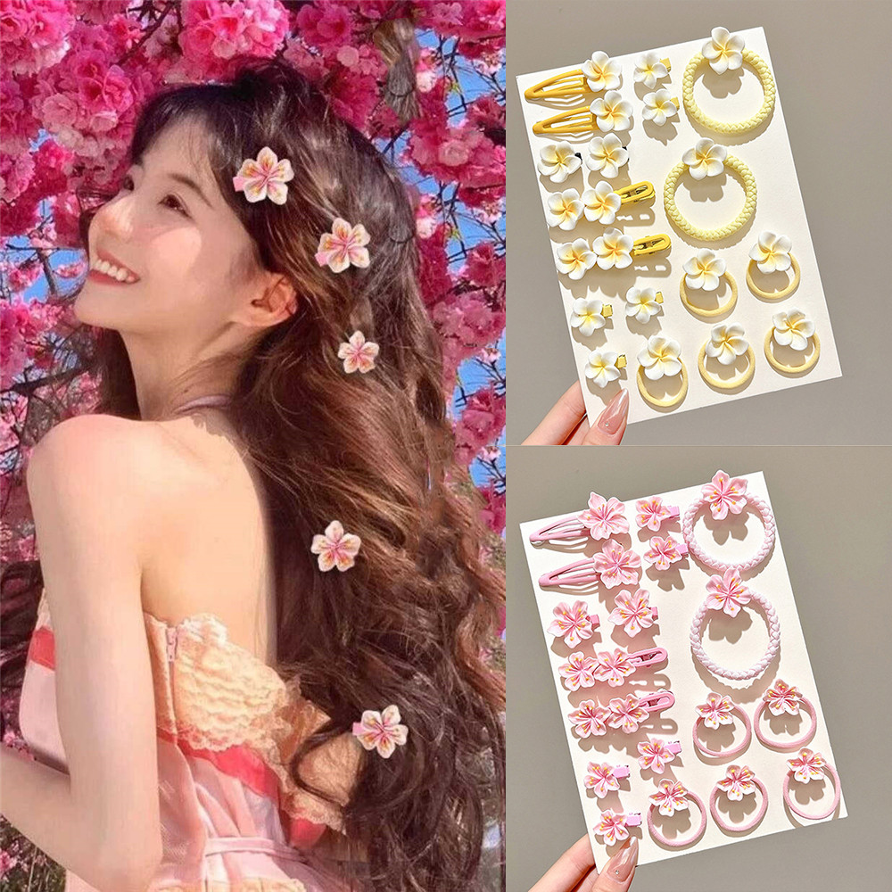 กิ๊บติดผมไข่ดอกไม้สไตล์ใหม่สีชมพูกิ๊บติดผมดอกไม้น่ารักสำหรับผมมีผมหัก