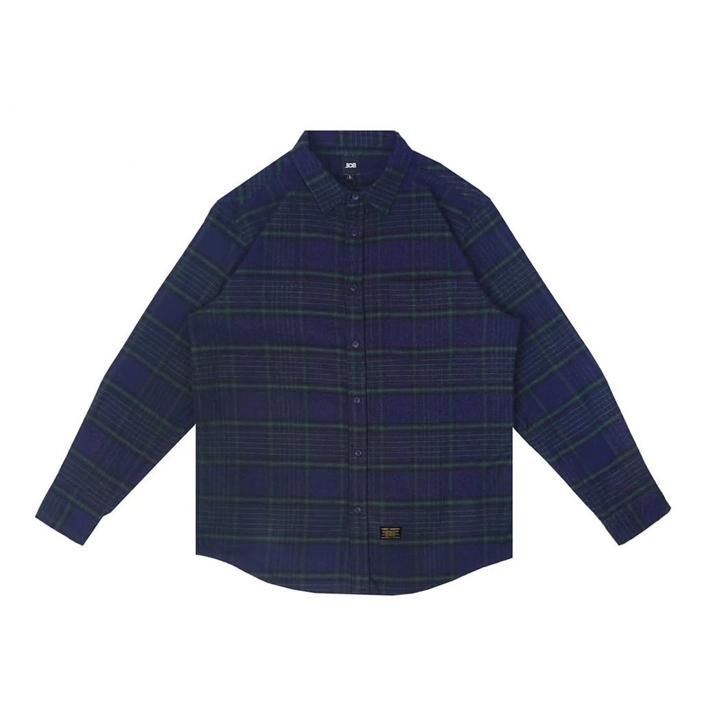 308 ABSLTUNSCRD - SHIRT FLANEL STRIPE GREEN BOX NAVY - NAVY
