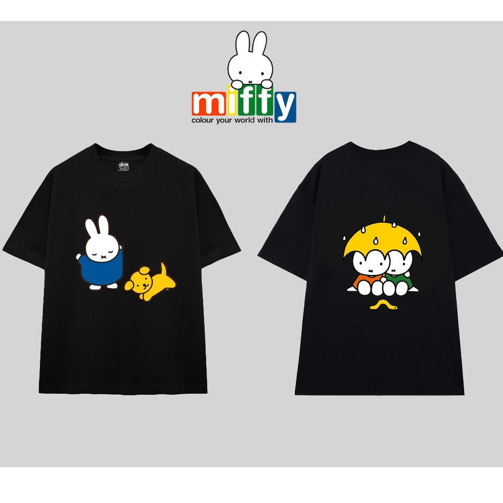 เสื้อยืดผ้าฝ้าย 100% พิมพ์ลายกระต่าย Miffy สำหรับทุกวัย