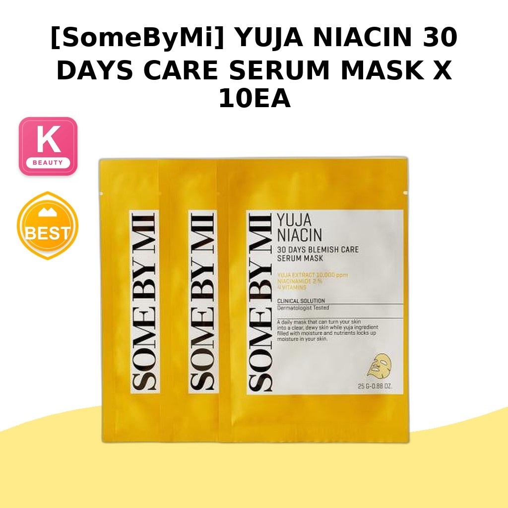 [SomeByMi] YUJA NIACIN 30 DAYS CARE SERUM MASK X 10EA / มาส์กเซรั่มเกาหลี / เอฟเฟกต์กระจ่างใส โดย On