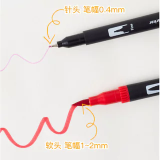 S0218 ปากกาเมจิก 2หัว (สุ่มสี) Brush & Fine Tip ปากกามาร์คเกอร์ วาดรูป ตัดเส้น DIY ศิลปะ