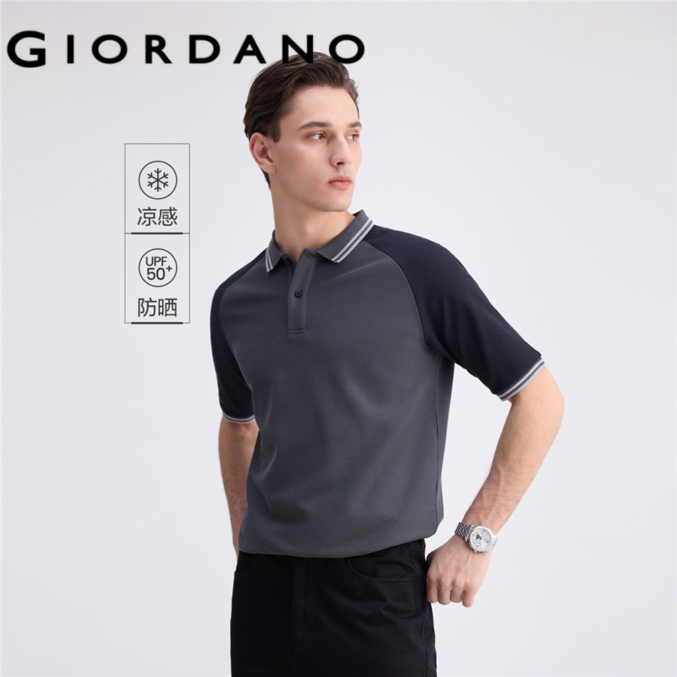 GIORDANO MEN Cooling sun protection contrast polo shirt 13016211